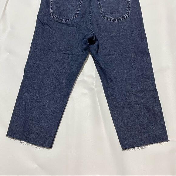 Express Mom Jean Size 8 Black Washed Stretch Cropped Raw Hem Denim - Picture 9 of 14